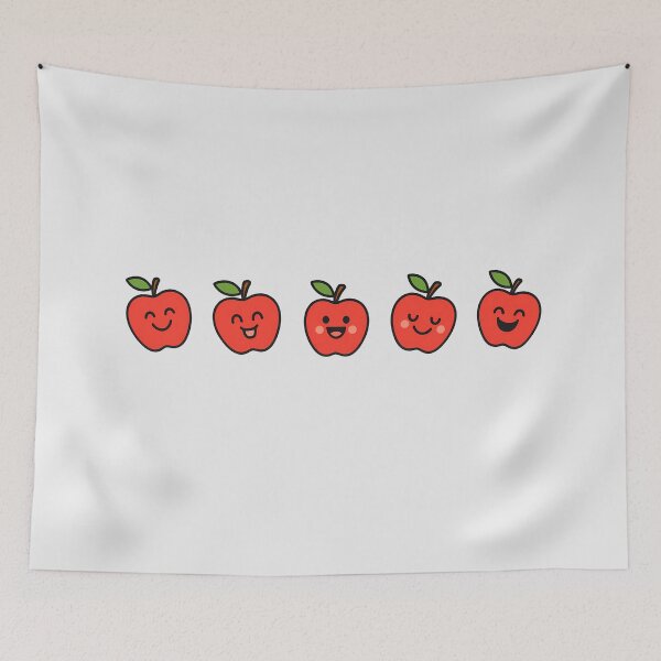 Item preview, Cute Kawaii Happy Apples Funny Faces - Healthy lifestyle designed and sold by tinytwist.