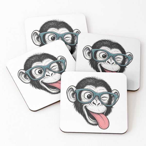 Item preview,  Cheeky Monkey with Oversized Glasses – Jungle Animal & Funny Cartoon - Quirky Minimalist Animal Art designed and sold by BeaverFriends.