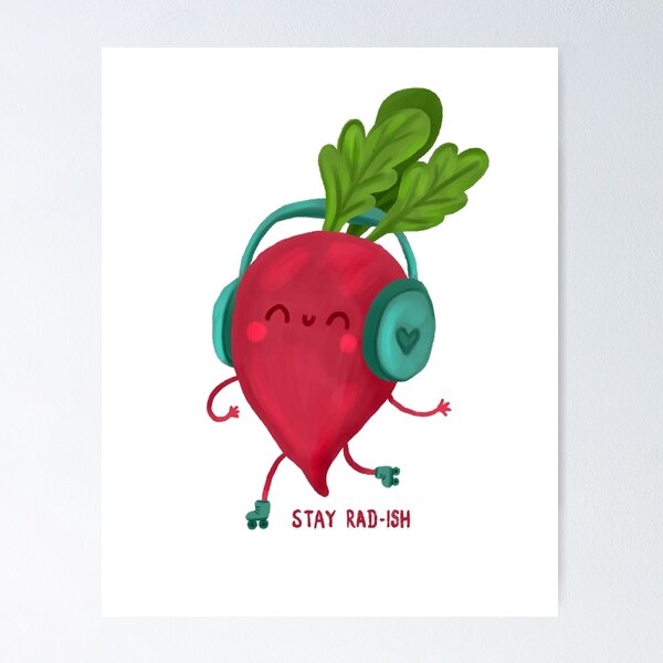 Item preview, Stay Rad-ish – Dancing Radish on Skates Illustration designed and sold by Vuckovicdraws.
