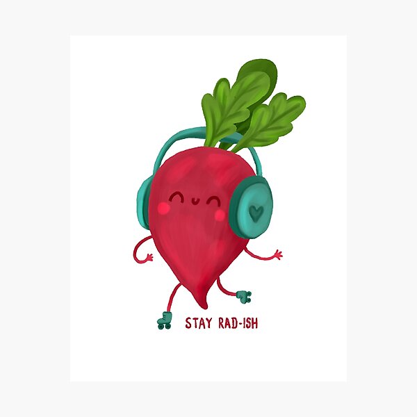Item preview, Mantente Radish – Ilustración de un Rábano Bailando sobre Patines designed and sold by Vuckovicdraws.