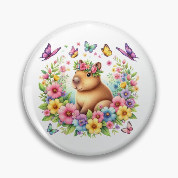 Item preview, Capybara with Floral Crown and Butterflies designed and sold by Polarisofficial.