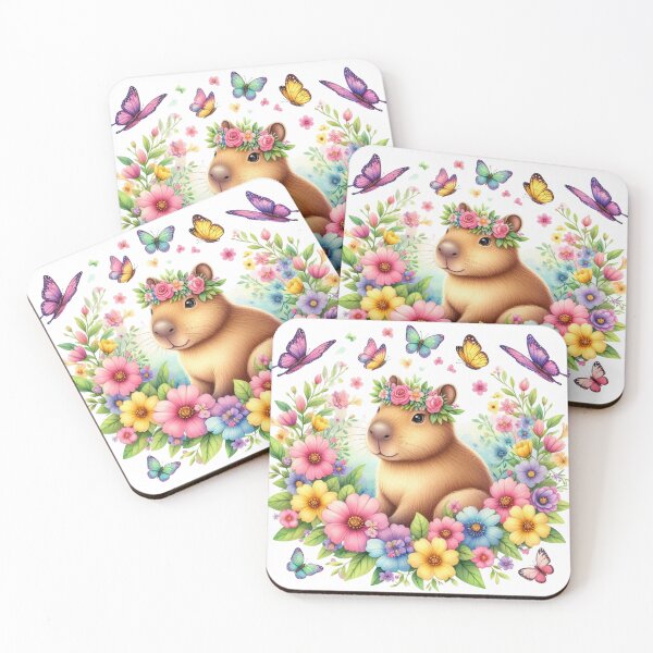 Item preview, Capybara with Floral Crown and Butterflies designed and sold by Polarisofficial.