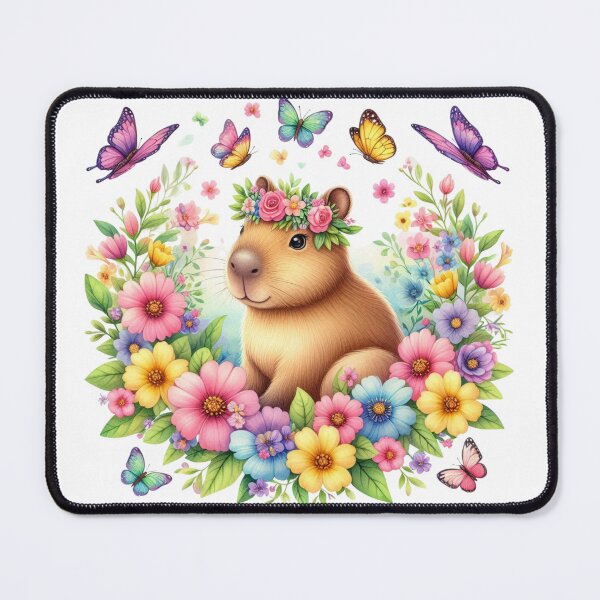 Item preview, Capybara with Floral Crown and Butterflies designed and sold by Polarisofficial.