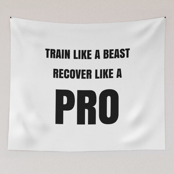 Item preview, Train Like a Beast Recover Like a Pro Fitness Gym Motivation Workout Quote designed and sold by MONTRIS.