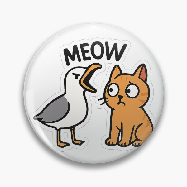 Item preview, Meowing Seagull vs Confused Cat – Meme Sticker designed and sold by Tripconic.