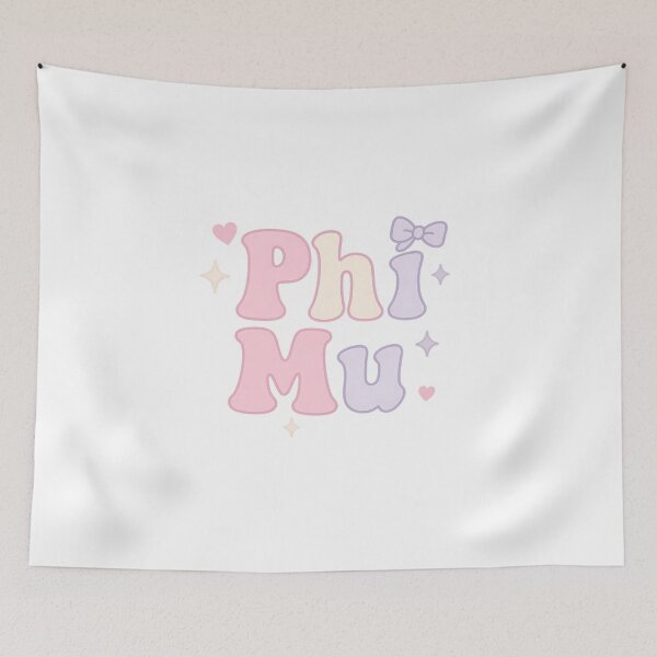 Item preview, Phi Mu Pastel Pop – Kawaii Bubble Letters with Bow & Sparkles designed and sold by summer-loving.