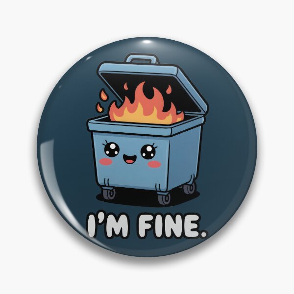 Item preview, "I'm Fine" Kawaii Dumpster Fire Cute Sarcastic Design designed and sold by Altered Pixels.