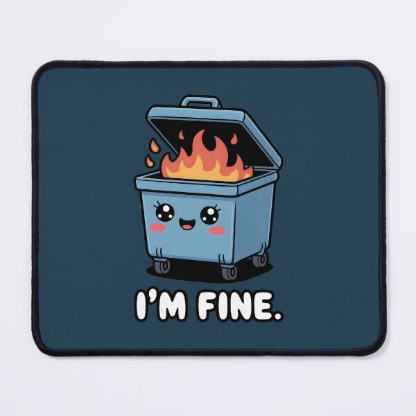 Item preview, "I'm Fine" Kawaii Dumpster Fire Cute Sarcastic Design designed and sold by Altered Pixels.