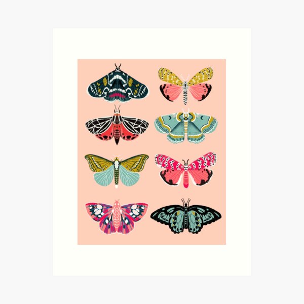 Item preview, Lepidoptery No. 1 Modern Moth Parade - Colorful Butterfly & Moth Art Print designed and sold by Andrea Lauren.