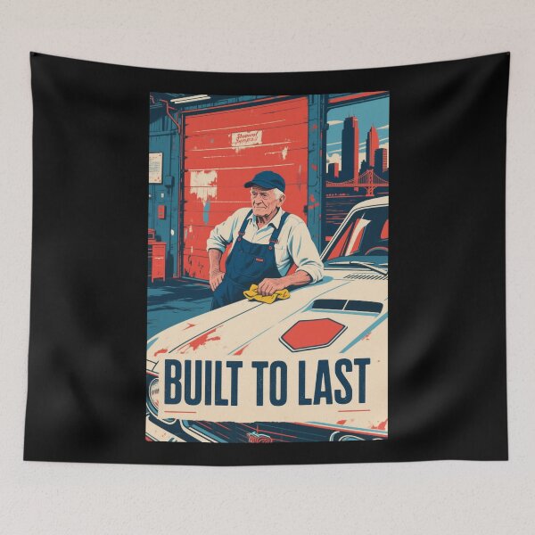 Item preview, Built to Last – Vintage Mechanic and Muscle Car Hope Style Art designed and sold by HoopeStylee.