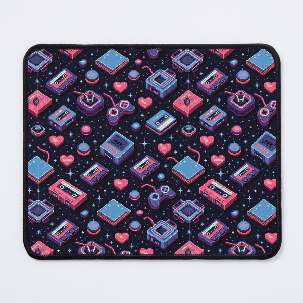 Item preview, Retro Gamer Dad Pattern – 80s/90s Console & Pixel Heart Cartoons for Nostalgic Fathers designed and sold by ebocraft.
