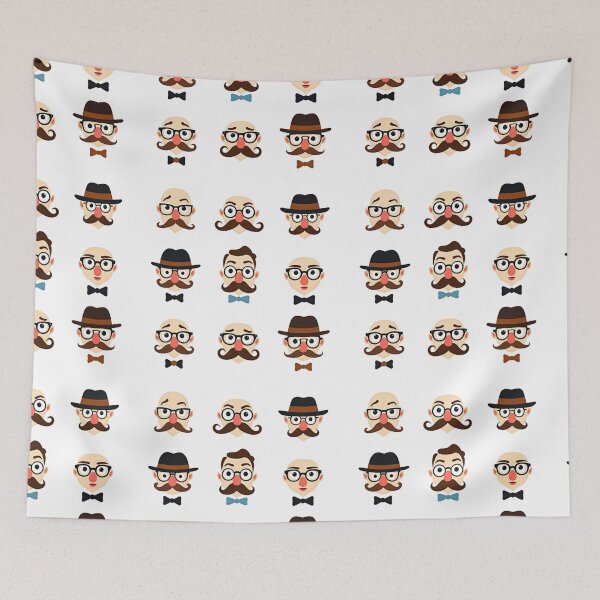 Item preview, Mustache Madness Pattern – Retro Cartoon Mustaches, Glasses & Bow Ties for Hip Dad Gifts designed and sold by ebocraft.