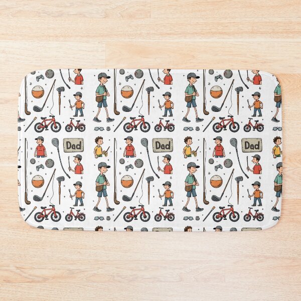 Item preview, Hobby Dad Icons Pattern – Golf Clubs, Fishing Rods & Game Controllers Cartoon Design designed and sold by ebocraft.