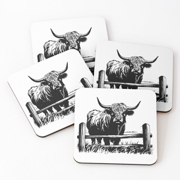 Item preview, Highland Cattle Cow Farm Rustic Ranch Fence Longhaired designed and sold by inkoutninja.