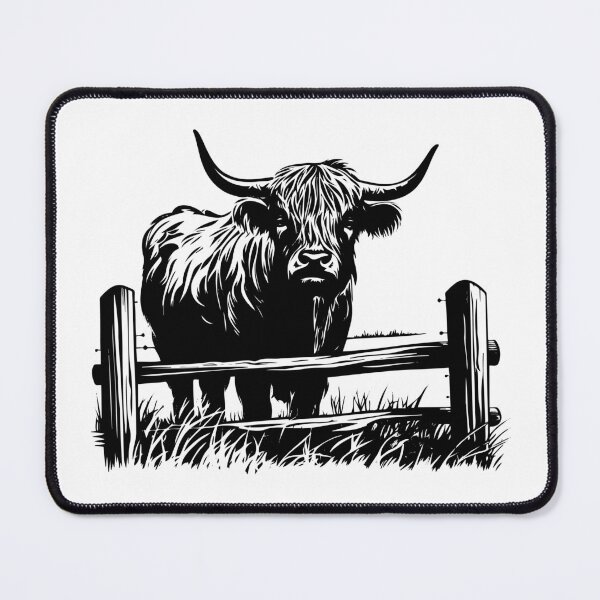 Item preview, Highland Cattle Cow Farm Rustic Ranch Fence Longhaired designed and sold by inkoutninja.