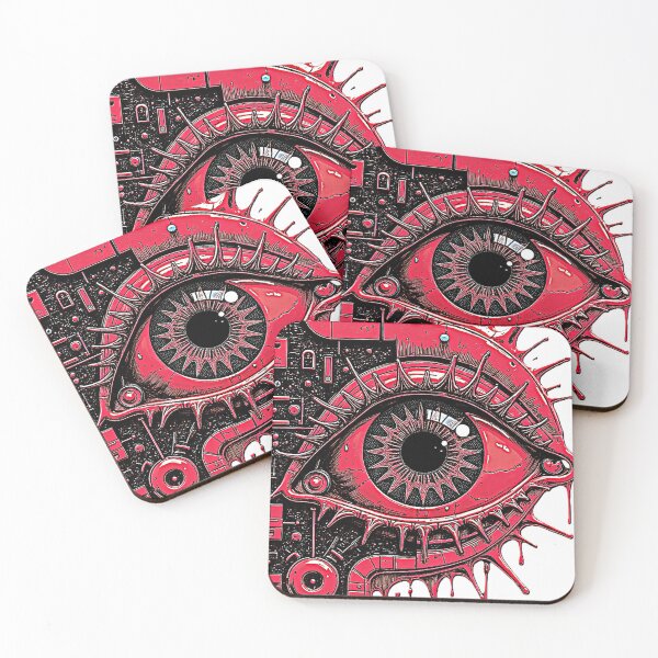 Item preview, Neon Red Cyberpunk Eye | Futuristic Surreal Tech Horror Artwork designed and sold by Dark-Circuit-Haven.