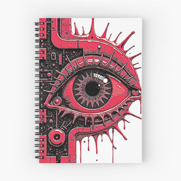 Item preview, Neon Red Cyberpunk Eye | Futuristic Surreal Tech Horror Artwork designed and sold by Dark-Circuit-Haven.