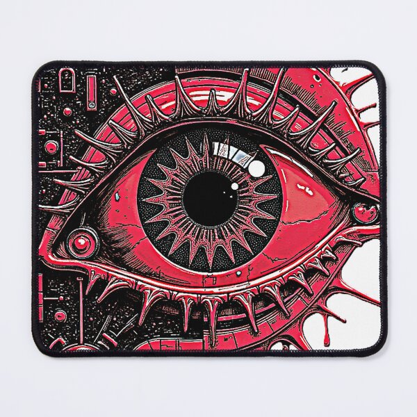 Item preview, Neon Red Cyberpunk Eye | Futuristic Surreal Tech Horror Artwork designed and sold by Dark-Circuit-Haven.