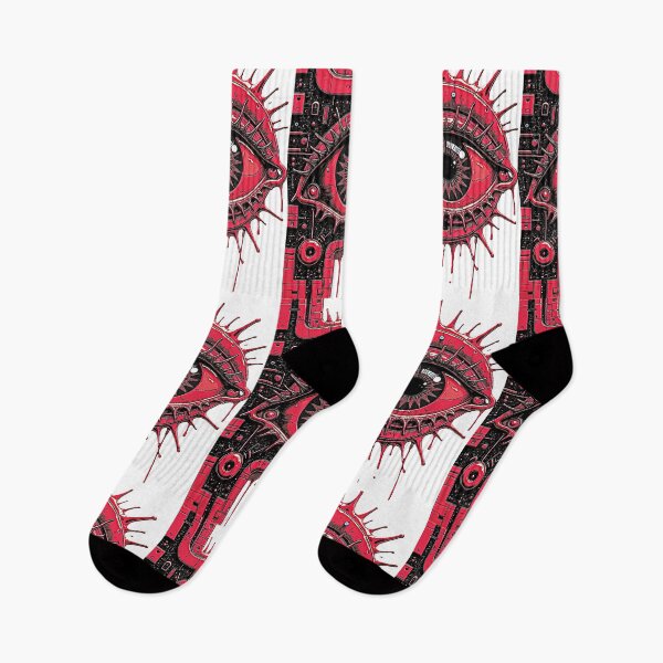 Item preview, Neon Red Cyberpunk Eye | Futuristic Surreal Tech Horror Artwork designed and sold by Dark-Circuit-Haven.