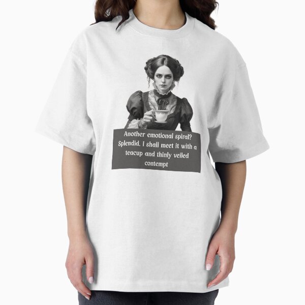 Artikel-Vorschau von Freche viktorianische Frau mit Teetasse – „Another Emotional Spiral“ Gothic-Zitat-Design, designt und verkauft von dreamparlor.
