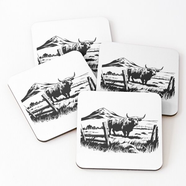 Item preview, Highland Cattle Cow Farm Rustic Ranch Fence Longhaired designed and sold by inkoutninja.