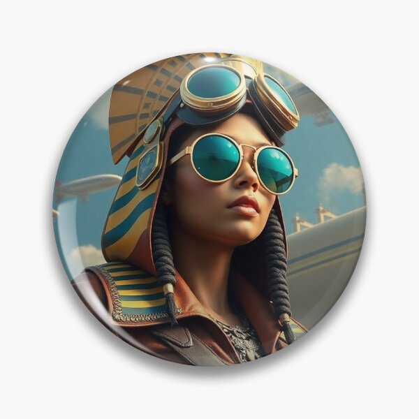 Item preview, Steampunk goddess Seshat with nemes and airships designed and sold by VidyoeDesigns67.