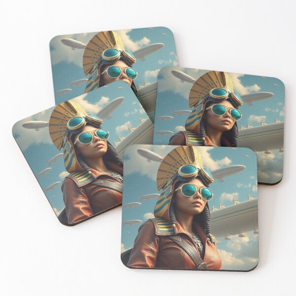 Item preview, Steampunk goddess Seshat with nemes and airships designed and sold by VidyoeDesigns67.