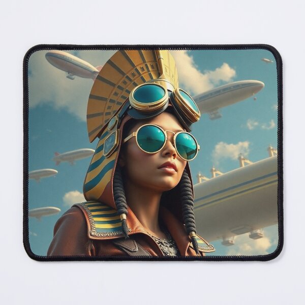 Item preview, Steampunk goddess Seshat with nemes and airships designed and sold by VidyoeDesigns67.