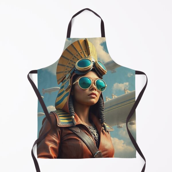 Item preview, Steampunk goddess Seshat with nemes and airships designed and sold by VidyoeDesigns67.
