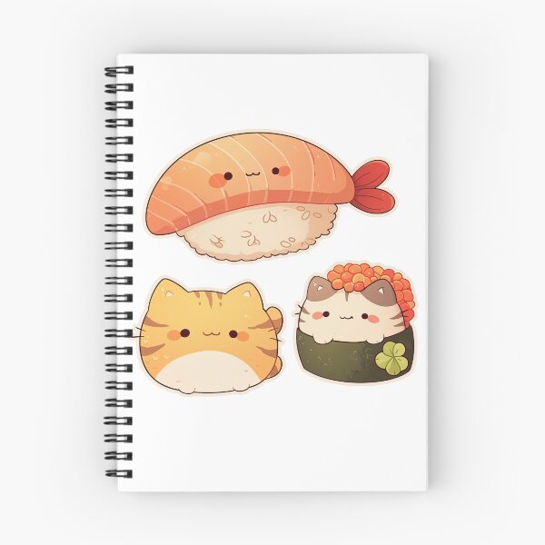 Item preview, Kawaii Sushi Cat Trio – Salmon, Tabby, and Ikura Roll designed and sold by luminumance.
