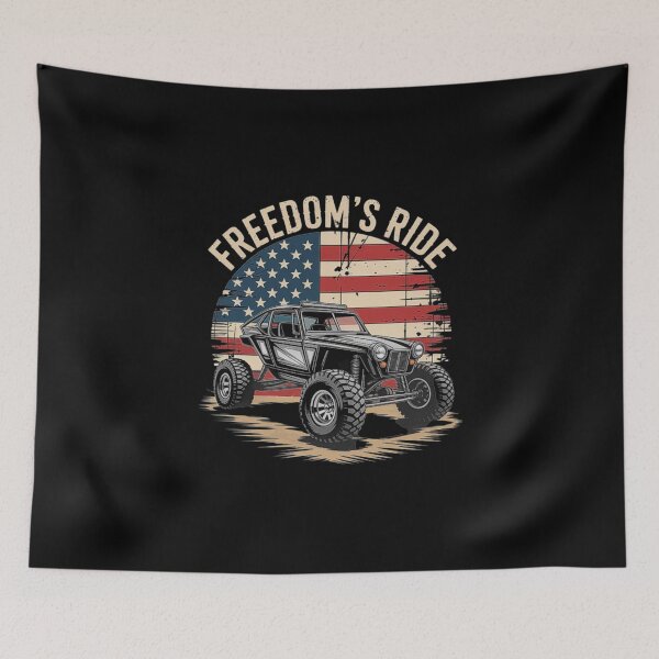 Item preview, Off-Road Buggy Adventure Art - Freedom Ride with American Flag Background designed and sold by love3617.