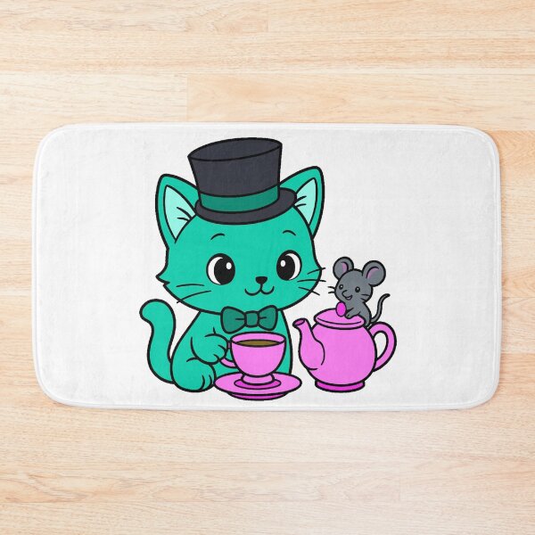 Item preview, Kitty Tea Party - Color - Teal designed and sold by AngelMiette.