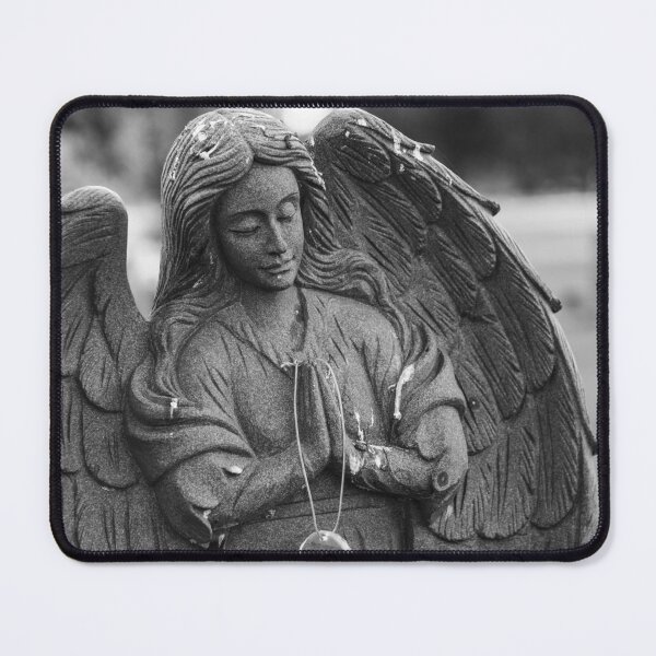 Item preview, Photo of a praying angel statue in the cemetery  designed and sold by OzzyluArt.