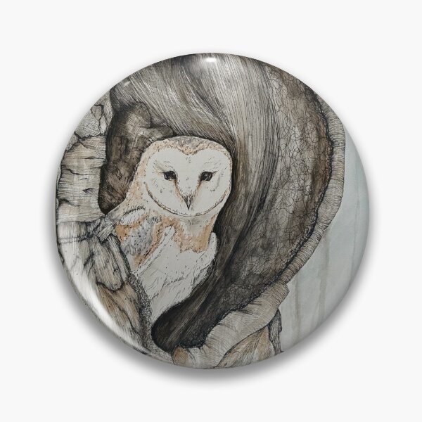 Item preview, Barn owl micron pen print watercolor  designed and sold by kaylasanocki.
