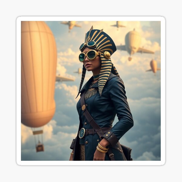 Item preview, Futuristic steampunk seshat between hot air balloons and airships designed and sold by VidyoeDesigns67.