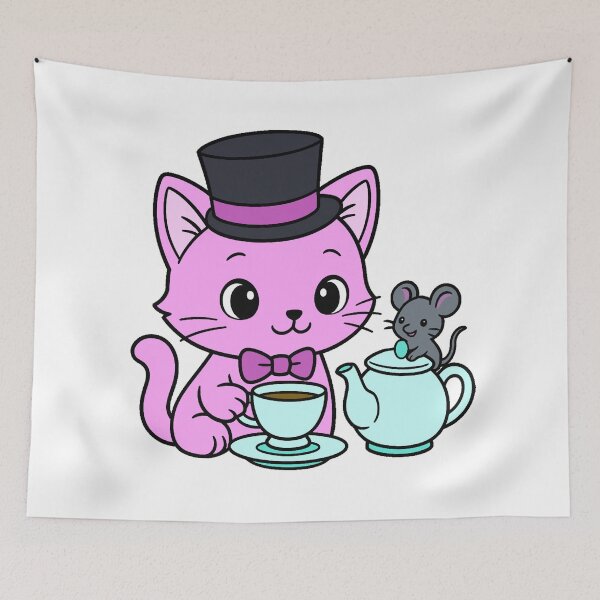 Item preview, Kitty Tea Party - Color - Pink designed and sold by AngelMiette.