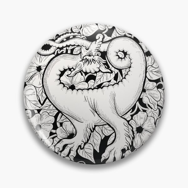 Item preview, Floral Medieval Dragon Drawing designed and sold by Arcane Orchid.
