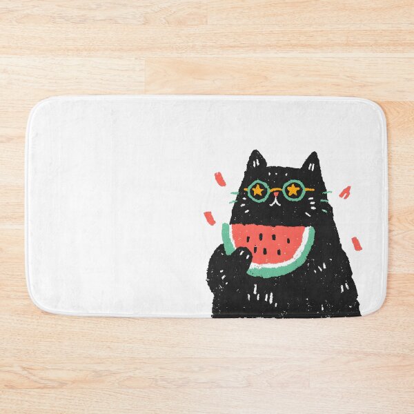 Item preview, Kawaii Summer Cat Series – Watermelon & Sunglasses – White designed and sold by Ticat-DesignStudio.