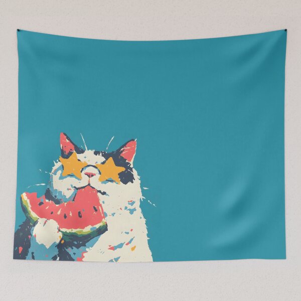 Item preview, Kawaii Summer Cat Series – Watermelon & Sunglasses – Ocean designed and sold by Ticat-DesignStudio.
