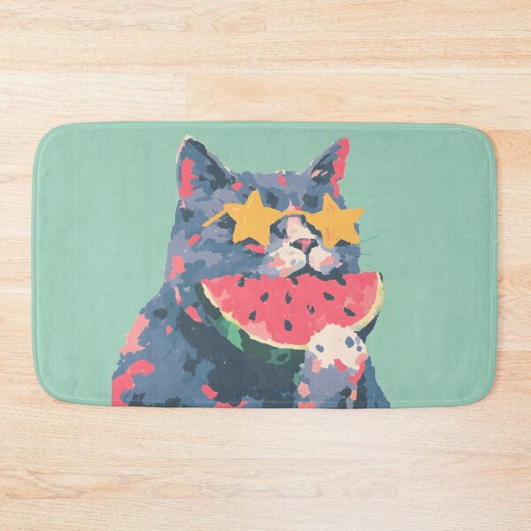 Item preview, Kawaii Summer Cat Series – Watermelon & Sunglasses – Mint designed and sold by Ticat-DesignStudio.
