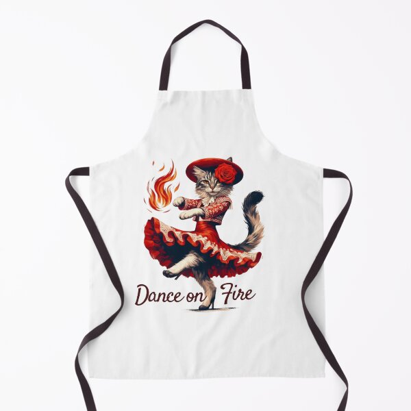 Item preview, Dance on Fire – Passionate Flamenco Cat Art in Red Dress designed and sold by JenniferCreaArte .