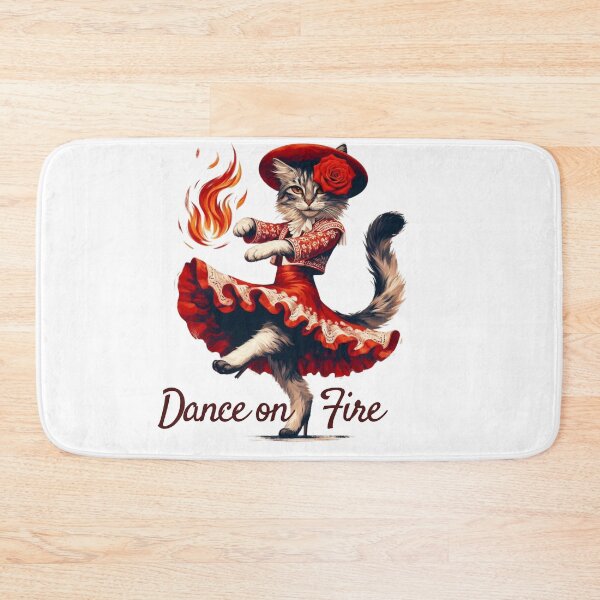 Item preview, Dance on Fire – Passionate Flamenco Cat Art in Red Dress designed and sold by JenniferCreaArte .