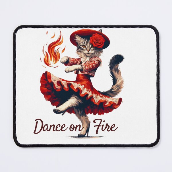 Item preview, Dance on Fire – Passionate Flamenco Cat Art in Red Dress designed and sold by JenniferCreaArte .