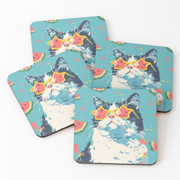 Item preview, Kawaii Summer Cat Series – Watermelon & Sunglasses  – Sky designed and sold by Ticat-DesignStudio.