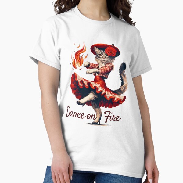 Item preview, Dance on Fire – Passionate Flamenco Cat Art in Red Dress designed and sold by JenniferCreaArte .