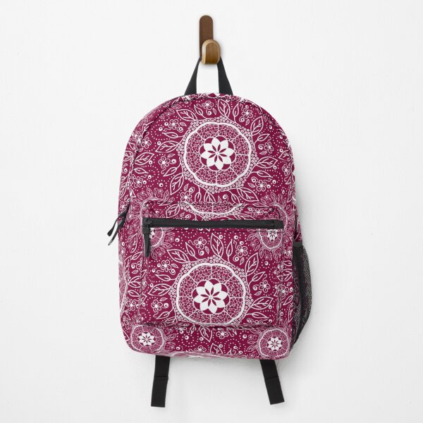 Item preview, Intricate Floral Mandala Pattern on Burgundy Background designed and sold by Vívian Creative Studio.