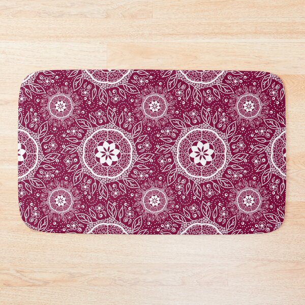 Item preview, Intricate Floral Mandala Pattern on Burgundy Background designed and sold by Vívian Creative Studio.