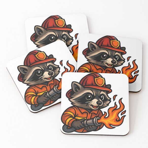 Item preview, Raccoon Firefighter – Feral Flamefighter in New School Tattoo Style designed and sold by TrashCultSupply.