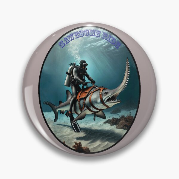 Item preview, Vintage SCUBA Diving Diver Riding a Giant Sawfish URM designed and sold by urmaddad.