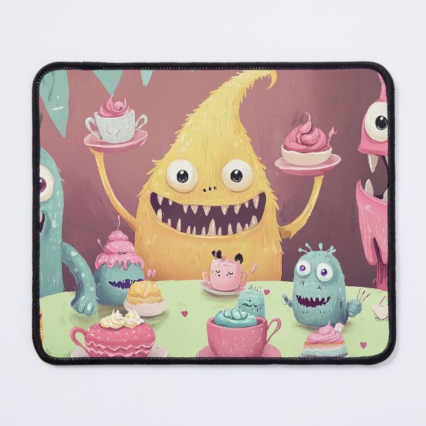 Item preview, Cute Monster Tea Party – Whimsical Dessert & Creature Illustration designed and sold by PaintbrushPlace.